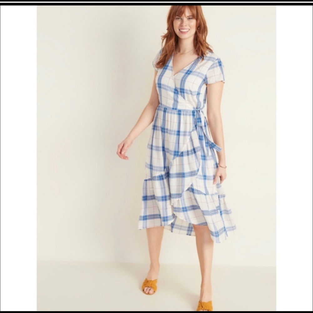 NWT plaid faux wrap dress size xs